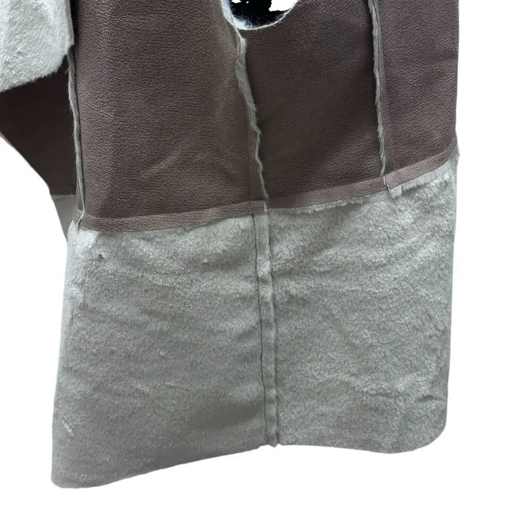 Chicos‎ Vest Medium (2) Suede & Faux Fur Vest Brown Cream NWT